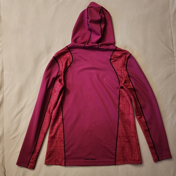 Under Armour pink/magenta coldgear v-neck hooded sweatshirt - Picture 6 of 7